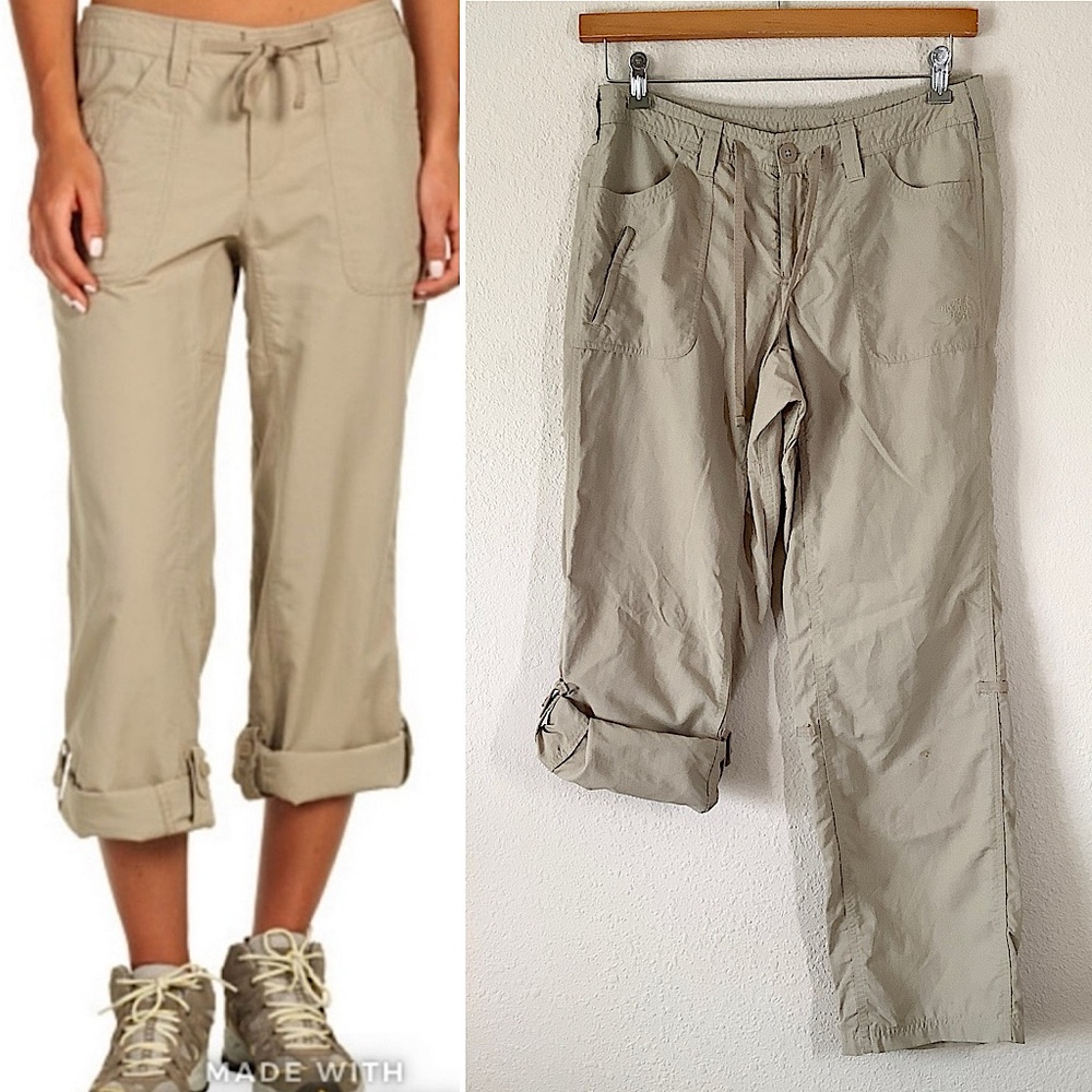 THE NORTH FACE Ripstop Convertible Hiking Pants 8 Gorpcore Camping Outdoor Tan